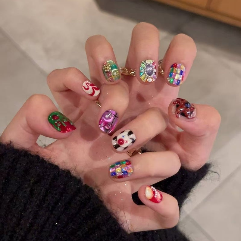 Siva Nail, Circus Ice Drip – Summer Armor Series Handmade Press on Nails