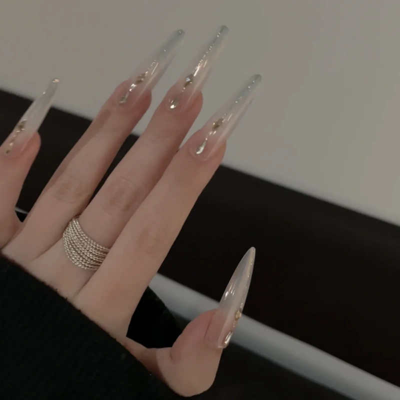 Siva Nail,Crystal Frost Gradient Handmade Press on Nails