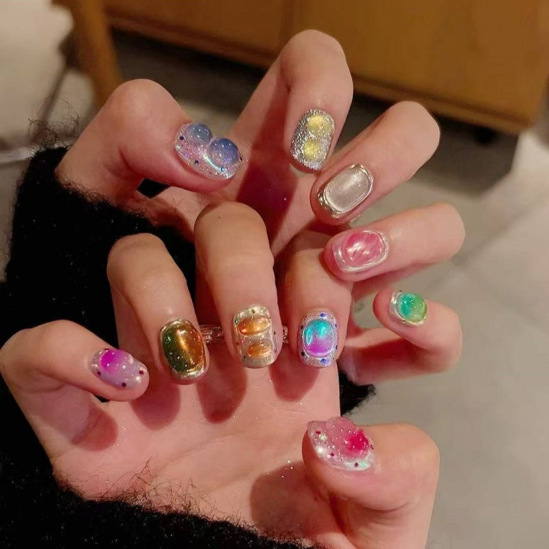 Siva Nail, Dopamine Gummy Armor – 3D Ice-Transparent Wearable Handmade Press on Nails