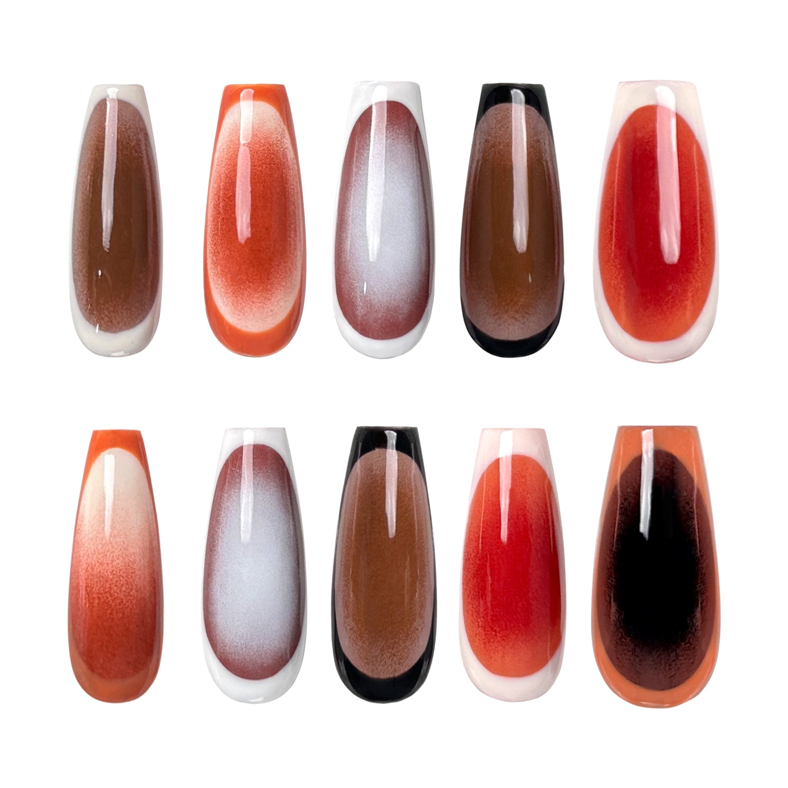 Siva Nail, Earthy Gradient – Warm Mocha & Burnt Amber Handmade Press-On Nails