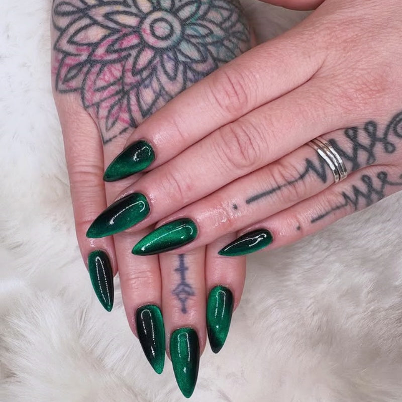 Siva Nail,Emerald Gradient Ombre Handmade Press-On Nails