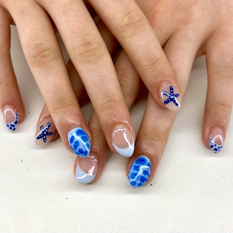 Siva Nail, Ocean Bliss, Blue Starfish Handmade Press on Nails