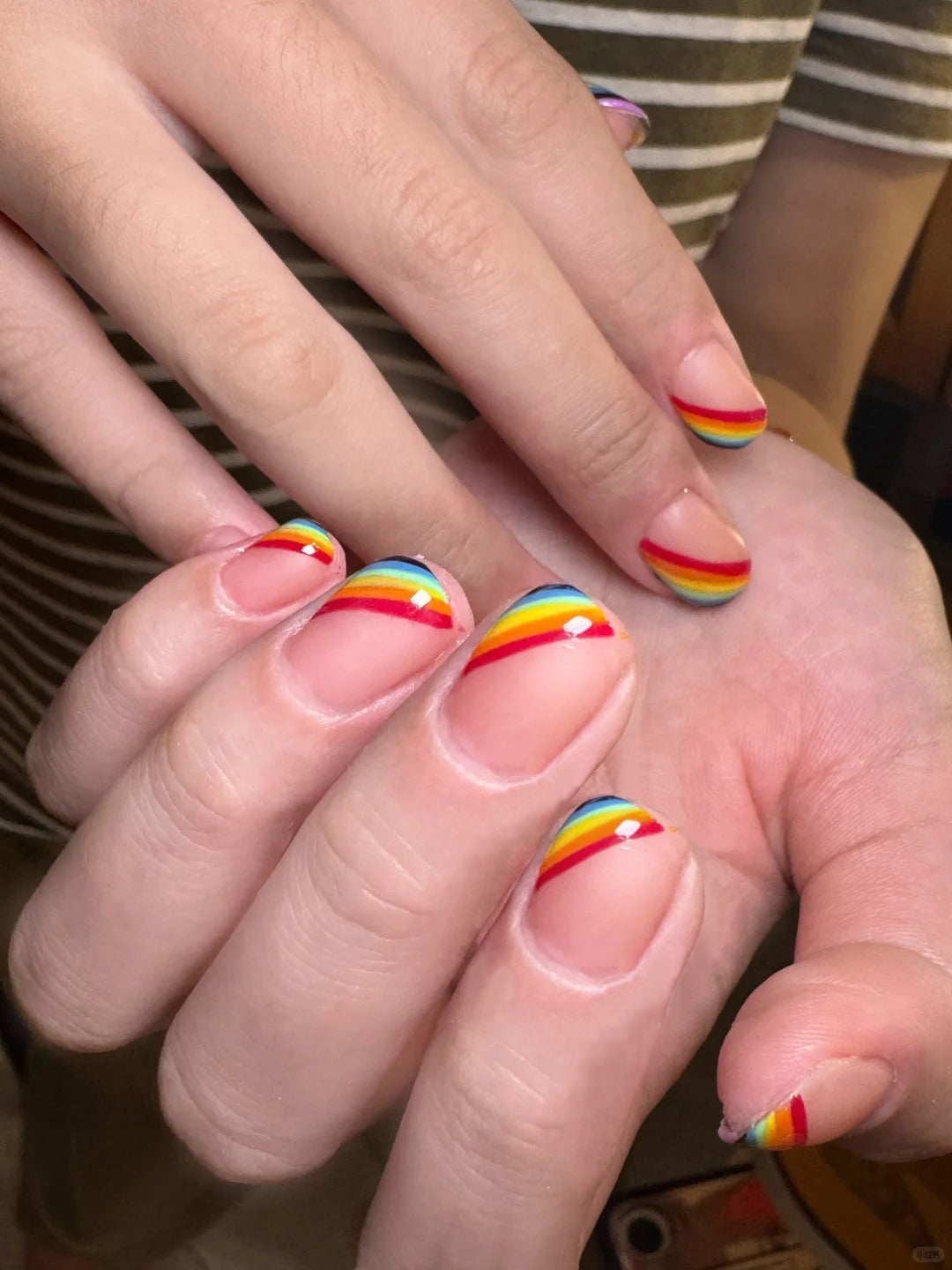 Siva Nail,Rainbow Arch Oval – Bold Multi-Color Design Handmade Press on Nails