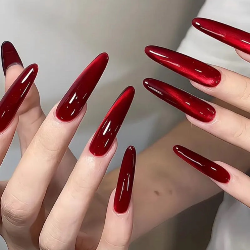 Ruby Rouge Red Wine Glass-Effect Press-On Nails