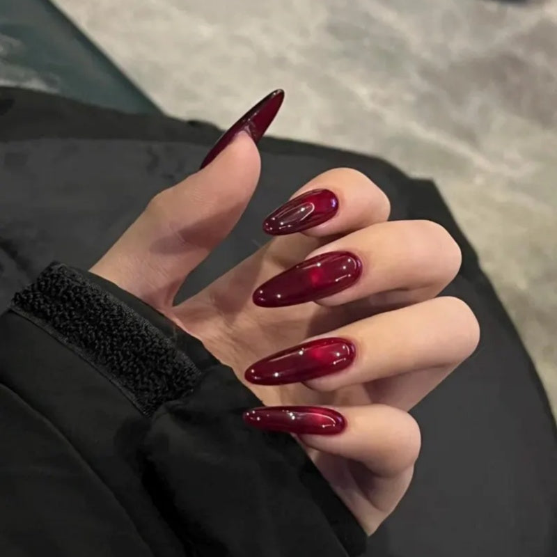 Ruby Rouge Red Wine Glass-Effect Press-On Nails