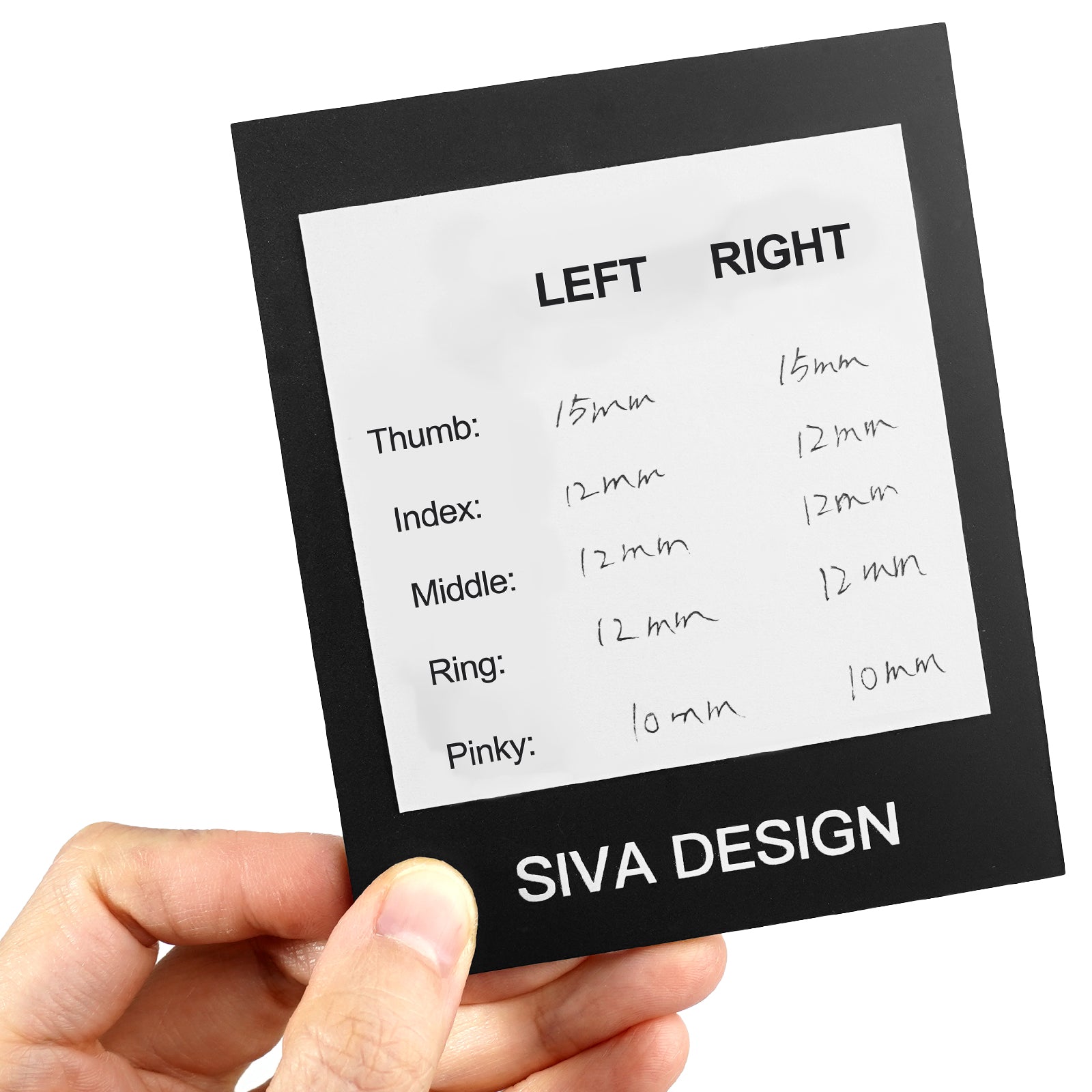 3 Measure the widest part of nail and write it down on the paper.