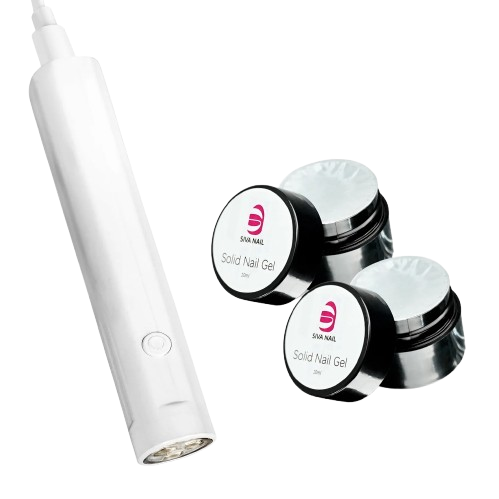 Press On Nails Kit - UV Light & 2 Solid Gels (30-Day Wear)